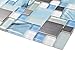 Sea Blue Green Glass Stainless Steel Tile White Kitchen Bath Backsplash Artistic Mosaic TSTMGB028 (1 Sample 6x6 Inches)