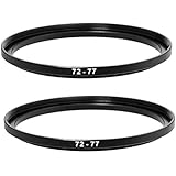(2 Packs) 72-77MM Step-Up Ring Adapter, 72mm to 77mm Step Up Filter Ring, 72mm Male 77mm Female Stepping Up Ring for DSLR Camera Lens and ND UV CPL Infrared Filters