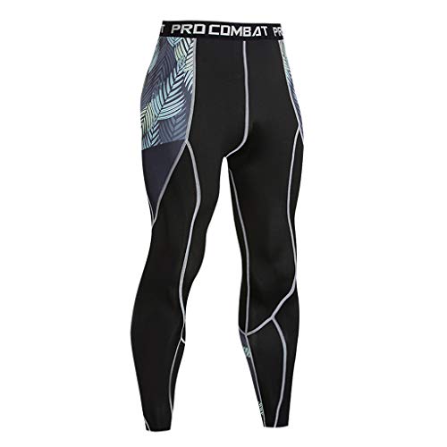 Hotcl Athletic Running Cycling Suit Men's Compression Pants Base Layer Dry Tights Leggings Compression Sport T Shirt (1_White, XXX-Large)