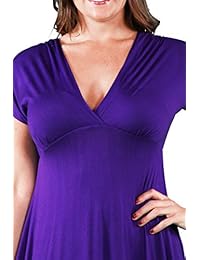 24seven Comfort Apparel Plus Size Ropa para mujer Cuello en V Imperio Maxi vestido - Hecho en EE. UU. - (Tallas 1XL-3XL)