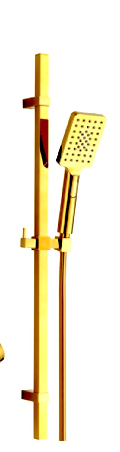 HOUSLER Housler Titanium Shiney Gold, Square Shower 80cm Rail. Adjustabel Wall Brackets. Rail only