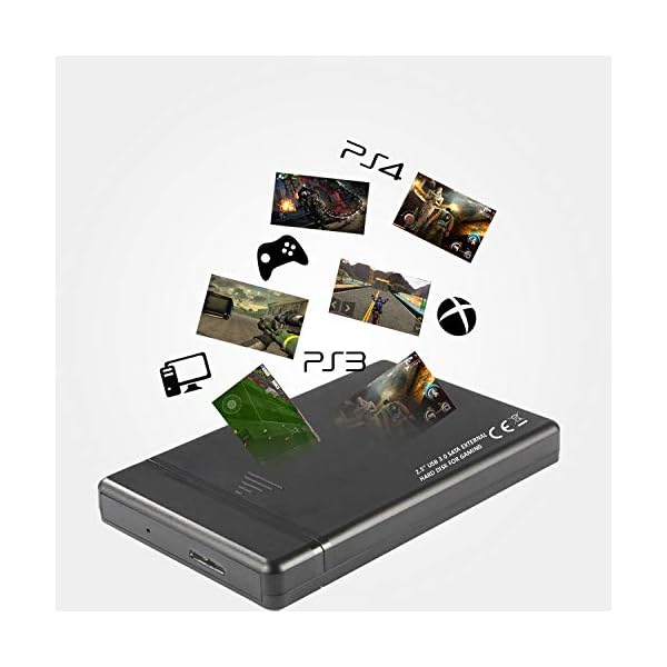Storite 500 GB externes Gaming-Laufwerk, 2,5-Zoll-Festplatte, tragbare Externe 3.0-USB-Festplatte, Speicherung und Backup, Game Drive für Xbox PS4 PS3 PC-Spiele Android (Schwarz) – Bild 4
