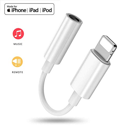 Pilloit Headphone for iPhone Jack Adapter for iPhone 8 Plus/8 Xs Max/Xr/X/7plus/7 Earphone Jack Cable Dongle Splitter Accessory Hi-Fi Music Headset Connector 3.5mm AUX Car Converter Support iOS 12.1