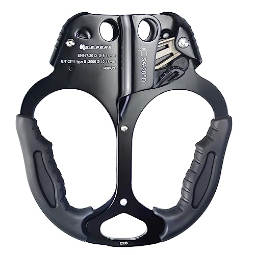Photo 1 of S.E.PEAK 140kg Double Handed Ascender, UIAA & CE Strong Rappelling Gear Equipment with Rubber Handle for Rock Climbing Tree Arborist, Climbing Rescue Caving, Mountaineering, 8~13MM Rope, 4kN Black