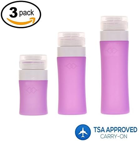 Travel Toiletry Silicone Bottles Set of 3 Pack TSA Approved Containers for Shampoo Conditioner Bottles Leak Proof Refillable Squeezable