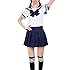 Kobwa(TM) Women Anime School Girl Uniform Outfit Dresses (Navy Blue,M)