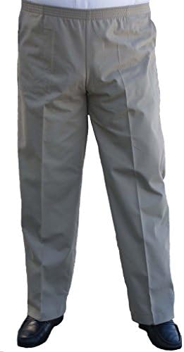 CK Sportswear The Senior Shop Men's Full Elastic Waist, No Zipper, Buttons Loops, Pull On Twill Casual Pant