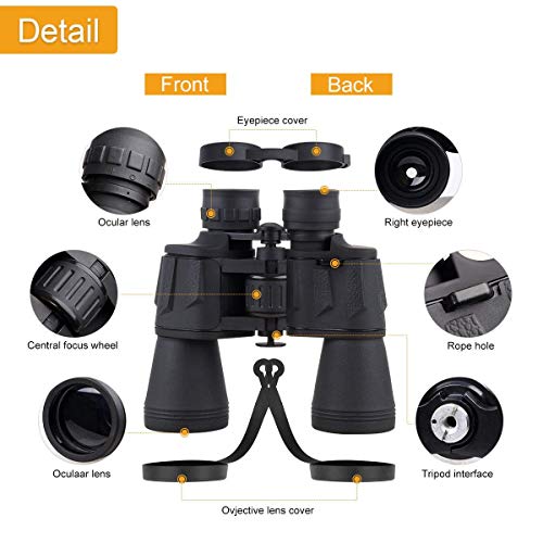 Pansonite 20x50 Powerful High Definition Binoculars with Durable Portable and Fully Coated Lens for Birding Watching, Camping, Hunting, Concert, Sports, Sightseeing and More - Thumbnail 5