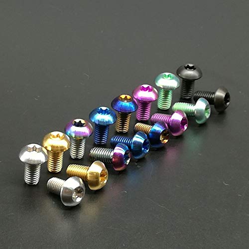 Ochoos 12pcs M5x10mm Disk Brake Rotor Bolts T25 Torx Titanium TI MTB bicylce Bottle Holder Bolt Bike Water Bottle Cage Screw - (Color: Burning Blue)
