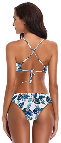 SHEKINI Damen Bikini Set Neckholder Kreuz Tie-up Gepolstert Hoher Hals Bikinioberteil Elegant Bademode Zweiteilige… – Bild 3