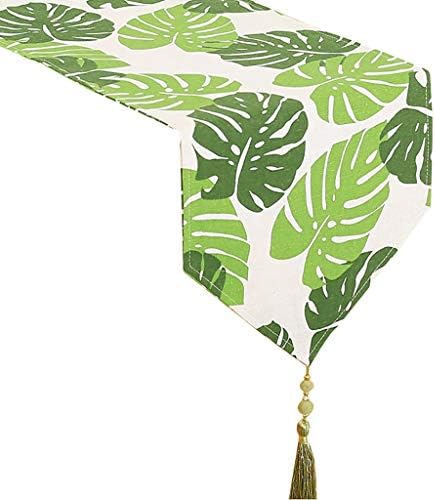 WYQ Cotton Burlap Table Runners, Green Leaf Pattern Table Runner for Family Dinners, Gatherings, Parties, Everyday Use (Color : Gray, Size : 30×140cm)