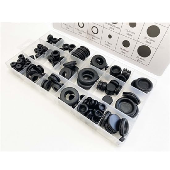 Rubber Grommet Assortment Kit Electrical Conductor Wiring and Blanking Gasket Ring Grommets 125pc