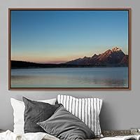 Framed Canvas Wall Art Calming Waters Aerial Cool Lake Landscape Multicolor Photography Realism Relax/Calm - 16x24 inches