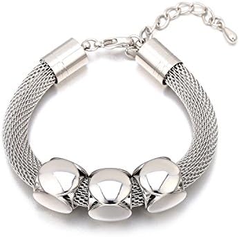 Yntmerry Trend Silver-Plated Adjustable Size Bracelet Women High-end Luxury Titanium Steel mesh-Shaped Geometric Bracelet