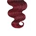 Seelaak 1B 99J Ombre Brazilian Body Wave Hair 3 Bundles, 10A Grade Burgundy Dark Red Bodywave Weave Human Hair Extensions 100g/pcs, 100% Unprocessed Hair (10
