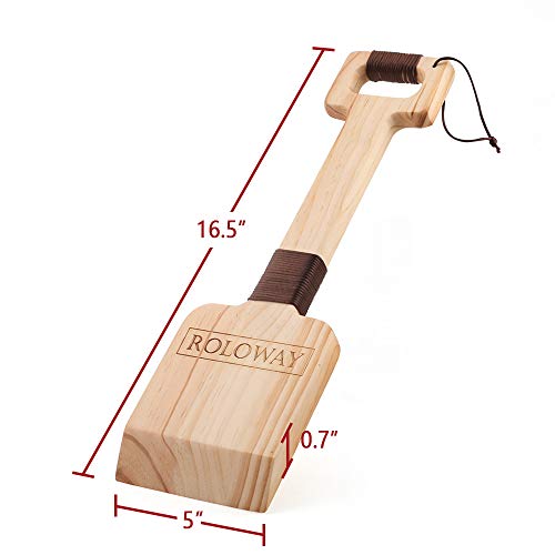 ROLOWAY Cedar Wood Grill Scraper, Wooden Grill Cleaner Scraper, Grill Brush Wood BBQ Scraper, Natural/Safe/Bristle-Free Wooden Barbecue Grill Grate Cleaner with Gift Box & 2 Basting Brushes