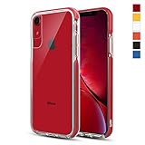 Ispider Crystal Clear Case Designed for iPhone XR, [3-Meter Anti-Fall] Premium Protective, Slim Case for Apple iPhone XR, [Hard PC Back and Dual-Layer Reinforced TPU Bumper Frame] - Red