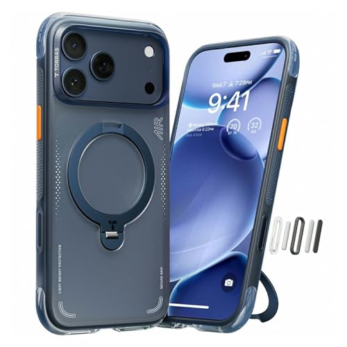 TORRAS Ostand Q3 Air for iPhone 17 Pro Max Case with 360 Magnetic Stand, Fit for Magnetic, Mil-Grade Drop Tested, Camera Control Button, Shockproof Phone Case for iPhone 17 Pro Max 6.9", Deep Blue