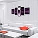 Unixtyle-100% Hand Painted Oil Painting on Canvas Purple Skyline Sea White Full Moon Night Wood Framed Landscape Wall Art Painting Abstract Home Decoration 5 Pcs/Set