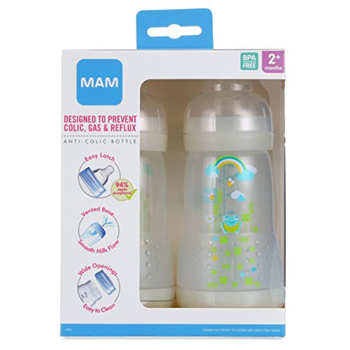 MAM Anti-Colic Bottle, Unisex,  9 Ounces,  2-Count