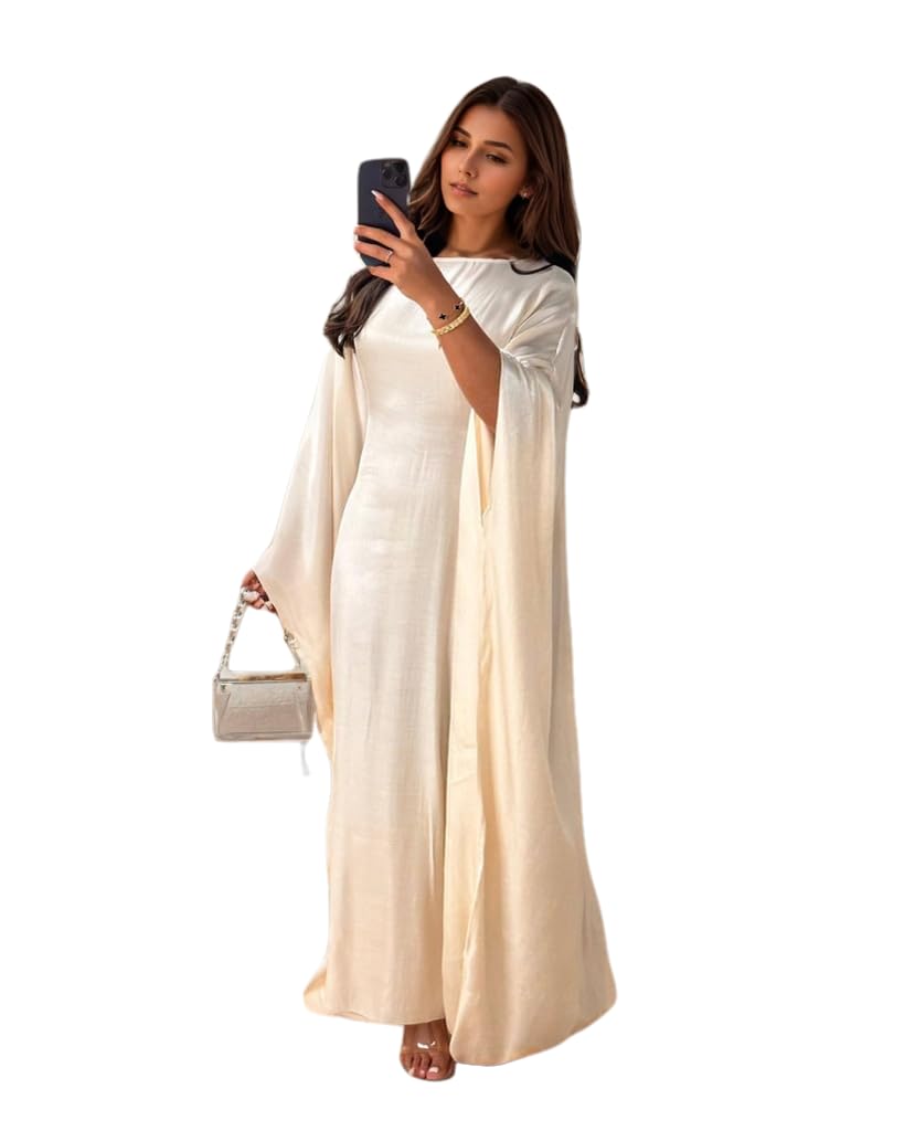 RLLJS Women Abaya Dress Ramadan Eid Summer Satin