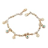 LovelyJewelry Evil Eye and Hamsa Hand Good Luck Bracelet White String Handmade For Girls 7.5? LovelyJewelry