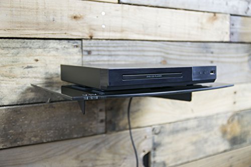 VIVO Floating Wall Mount Tempered Glass Shelf for DVD Player, Audio, Gaming Systems, Streaming Devices (MOUNT-SF011)