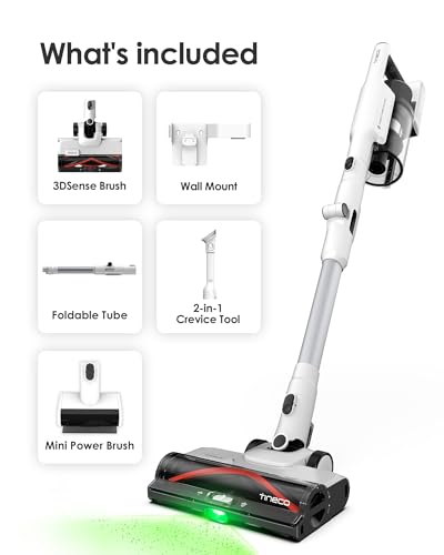 Tineco Pure One A50S Cordless Stick Vacuum Cleaner, 185W Suction,1L Larger Dustbin, 3DSense Power Brush, PureCyclone Tech, Easily Tackles Large Debris
