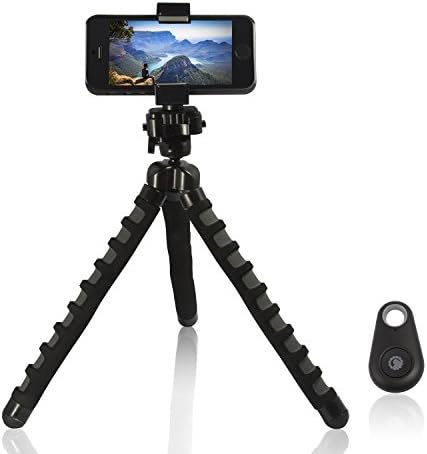 Gorilla Gear Flexible Tripod Kit - 8" Flexible Tripod, Universal Bluetooth Remote, Secure Cellphone Holder, Tripod Mount - Compatible with cellphones, GoPros, Digital Cameras and Camcorders - 1 Year Warranty