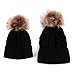 2PCS Parent-Child Hat Warmer, Mother & Baby Daughter/Son Winter Warm Knit Hat Family Crochet Beanie Ski Cap Black