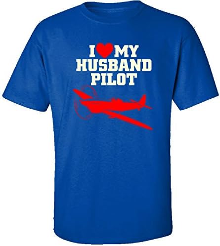 I Love My Husband Pilot - Adult Shirt L Royal
