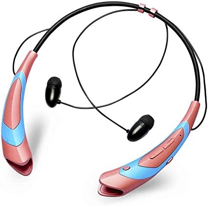 Duola Neckband Bluetooth Headphones Wireless Sports Earbuds with Microphone Stereo Headset Vibrating Call Alert (Rose)