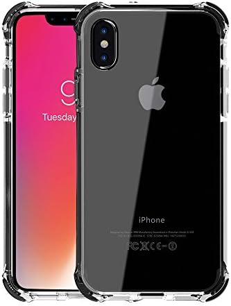 iPhone X Case, Celeir Hybrid Shockproof Slim Crystal Clear Cover Double Anti Drop Protection Armor Hard PC Back Flexible TPU Frame Bumper Corner with Free Tempered Glass Screen Protector (Crystal)