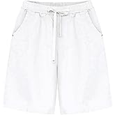 HOW'ON Womens Shorts Summer Drawstring Elastic Waist Bermuda Shorts Athletic Shorts