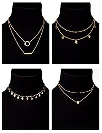 BBTO 9 piezas oro capas cadena gargantilla collar colgante en capas declaración collar para mujeres niñas