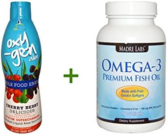 All One, Nutritech, Oxy-Gen Aloe, Oxygenated Liquid Aloe Vera Formula, Cherry Berry, 32 oz (946 ml),Madre Labs, Omega-3 Premium Fish Oil, 100 Fish Gelatin Softgels