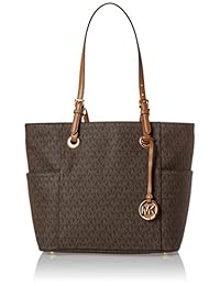 Michael Kors Jet Set Bolsa de viaje con logotipo pequeño para mujer, Marrón, talla única