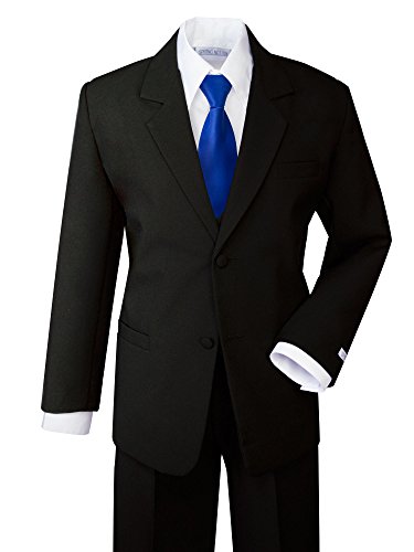Spring Notion Boys' Formal Dress Suit Set 4T Black Suit Royal Blue Tie