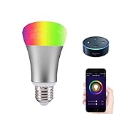 Wowfeel Smart Wifi LED Light Bulb 7W Dimmable Multicolored Color Changing Lights Work with Amazon Alexa, Smartphone Free APP Control, Silver, 7W