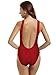 zeraca Women's Vintage High Cut Low Back One Piece Bathing Suits Swimsuit Small Dark Red