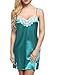Ekouaer Sexy Nightgown Womens Satin Lace Trim Slip Chemise Nightwear Full Slip Dress Comfort Sleepwear, Green, Medium