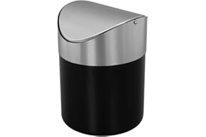 Ludnsghsjk Brushed Stainless Steel Mini Trash Can with Lid, Garbage Bin for for Bathroom, Kitchen, Coffee Table Desk Trash Ca