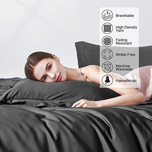 INGALIK Premium Bed Sheet Set 4 Piece 120 GSM Brushed Microfiber,1800 Series Hotel Luxury Bedding Sheets,Ultra Soft,Comfy,Fade Resistant,No Shrinkage,Hypoallergenic,Deep Pocket（Dark Grey,Queen） - Thumbnail 4