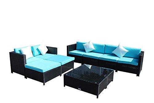 Outime Outdoor Rattan Wicker Sofa Set Garden Patio Furniture Cushioned Sectional Conversation Se ...