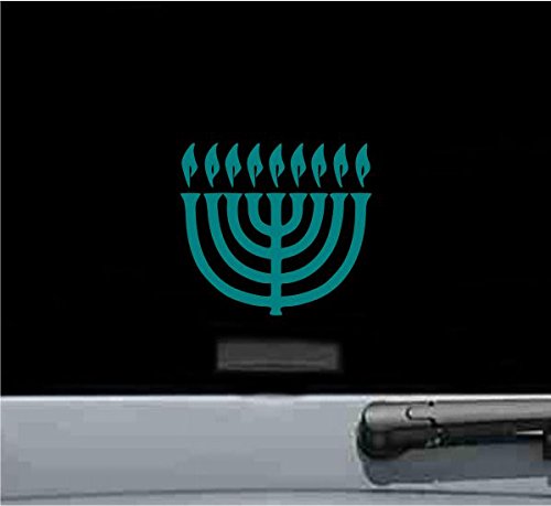 Menorah Hewbrew Lamp Vinyl Decal Sticker (TEAL)