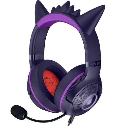 Razer Kraken Kitty V2 - Gengar Pokémon Edition - USB-Headset - Gengar-Stacheln - Streamreaktive Beleuchtung - HyperClear-Kardioidenmikrofon - Triforce