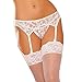 Women Sexy Underwear Lingerie Garter Lace Suspender Belt with G-string +Stockings, White, Small