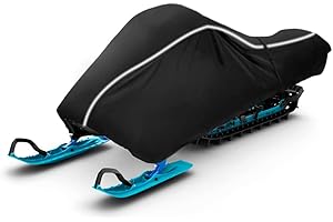 Zenicham Upgraded Tear and Fade Resistant Trailerable Snowmobile Cover, Heavy-Duty Waterproof and UV Protection Snowmobile Storage Cover,Snowmobile Cover with Reflective Strips Black Fits Up to 145"