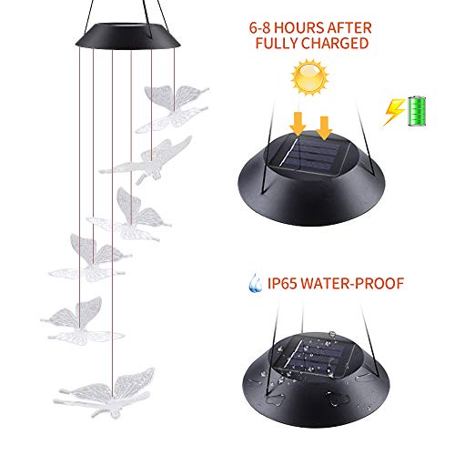image for ecoeco Solar Wind Chime Color Changing Solar Mobile Transparent Butter
