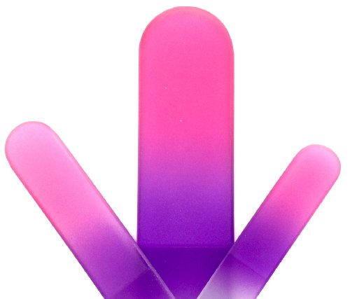 3 Piece Colored Set of Crystal Glass Nail Files for Manicures and Pedicures